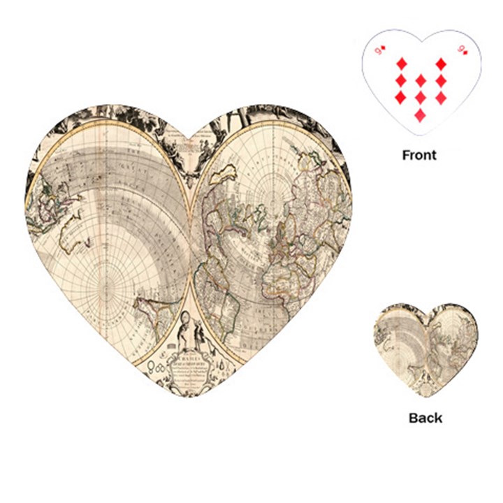 Mapa Mundi - 1774 Playing Cards Single Design (Heart)