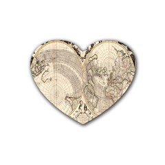 Mapa Mundi - 1774 Rubber Coaster (heart) by ConteMonfrey