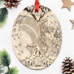 Mapa Mundi - 1774 Oval Filigree Ornament (two Sides) by ConteMonfrey