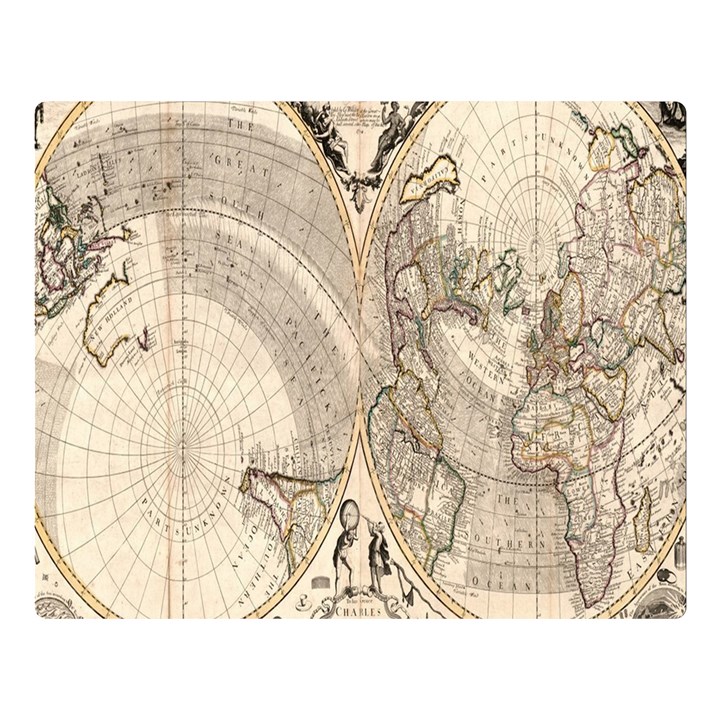 Mapa Mundi - 1774 One Side Premium Plush Fleece Blanket (Large)