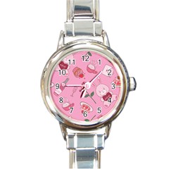 Valentine Pattern Round Italian Charm Watch by designsbymallika