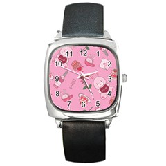 Valentine Pattern Square Metal Watch by designsbymallika