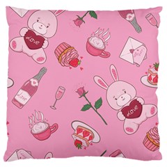 Valentine Pattern Large Premium Plush Fleece Cushion Case (one Side) by designsbymallika