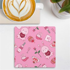 Valentine Pattern Uv Print Square Tile Coaster  by designsbymallika