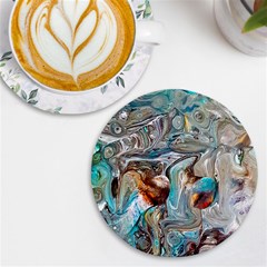 Pouring Edit Uv Print Round Tile Coaster by kaleidomarblingart