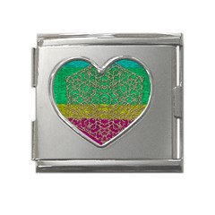 Rainbow Landscape With A Beautiful Silver Star So Decorative Mega Link Heart Italian Charm (18mm) by pepitasart