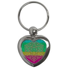 Rainbow Landscape With A Beautiful Silver Star So Decorative Key Chain (heart) by pepitasart