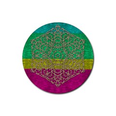 Rainbow Landscape With A Beautiful Silver Star So Decorative Rubber Coaster (round) by pepitasart