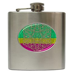 Rainbow Landscape With A Beautiful Silver Star So Decorative Hip Flask (6 Oz) by pepitasart