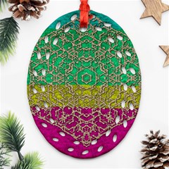 Rainbow Landscape With A Beautiful Silver Star So Decorative Ornament (oval Filigree)