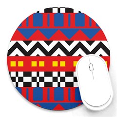 Shapes Rows Round Mousepad by LalyLauraFLM