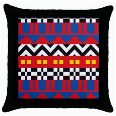 Shapes Rows Throw Pillow Case (black) by LalyLauraFLM