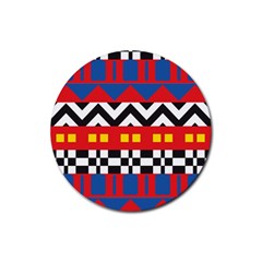 Shapes Rows Rubber Round Coaster (4 Pack) by LalyLauraFLM