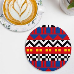 Shapes Rows Uv Print Round Tile Coaster by LalyLauraFLM