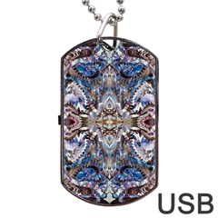 Marbling Blend  Dog Tag Usb Flash (two Sides) by kaleidomarblingart