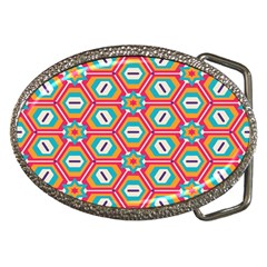 Hexagons And Stars Pattern                                                                Belt Buckle by LalyLauraFLM