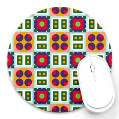 Shapes In Shapes 2                                                                 Round Mousepad by LalyLauraFLM