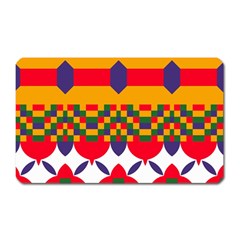 Red Flowers And Colorful Squares                                                                  Magnet (rectangular)