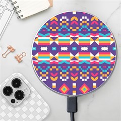 Pastel Shapes Rows On A Purple Background                                                             Wireless Fast Charger by LalyLauraFLM