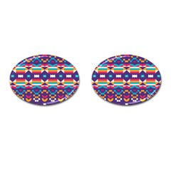 Pastel Shapes Rows On A Purple Background                                                                   Cufflinks (oval)