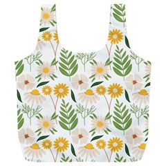 Flowers On A White Background Pattern                                                               Full Print Recycle Bag (xxl) by LalyLauraFLM