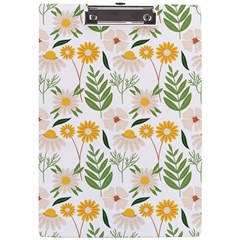 Flowers On A White Background Pattern                                                                A4 Clipboard