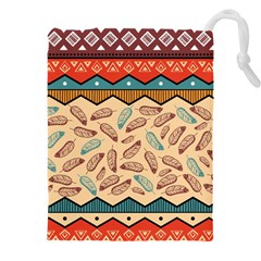 Ethnic-tribal-pattern-background Drawstring Pouch (5xl) by Vaneshart