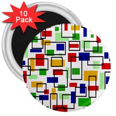 Colorful Rectangles                                                                      3  Magnet (10 Pack) by LalyLauraFLM