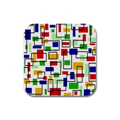 Colorful Rectangles                                                                      Rubber Square Coaster (4 Pack) by LalyLauraFLM