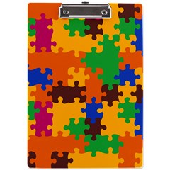 Retro Colors Puzzle Pieces                                                                    A4 Clipboard by LalyLauraFLM