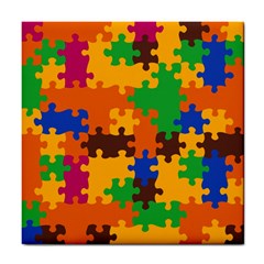 Retro Colors Puzzle Pieces                                                                        Tile Coaster by LalyLauraFLM