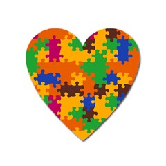 Retro Colors Puzzle Pieces                                                                        Magnet (heart) by LalyLauraFLM