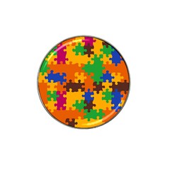 Retro Colors Puzzle Pieces                                                                        Hat Clip Ball Marker by LalyLauraFLM