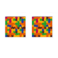 Retro Colors Puzzle Pieces                                                                        Cufflinks (square) by LalyLauraFLM