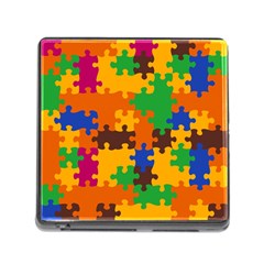 Retro Colors Puzzle Pieces                                                                        Memory Card Reader (square) by LalyLauraFLM