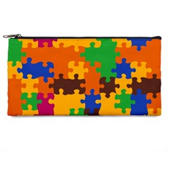 Retro Colors Puzzle Pieces                                                                       Pencil Case by LalyLauraFLM