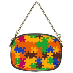 Retro Colors Puzzle Pieces                                                                        Chain Purse (two Sides) by LalyLauraFLM