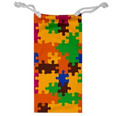 Retro Colors Puzzle Pieces                                                                        Jewelry Bag by LalyLauraFLM