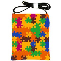 Retro Colors Puzzle Pieces                                                                        Shoulder Sling Bag by LalyLauraFLM