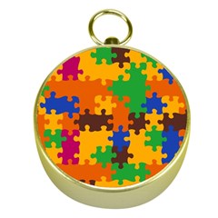 Retro Colors Puzzle Pieces                                                                        Gold Compass by LalyLauraFLM