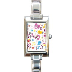 Love Cute Cartoon Seamless Shading Rectangle Italian Charm Watch