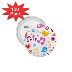 Love Cute Cartoon Seamless Shading 1 75  Buttons (100 Pack) 