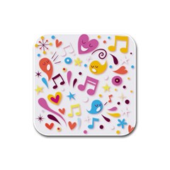 Love Cute Cartoon Seamless Shading Rubber Square Coaster (4 Pack)