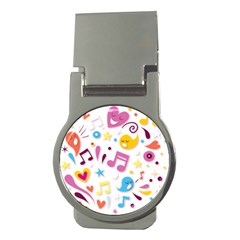 Love Cute Cartoon Seamless Shading Money Clips (round) 