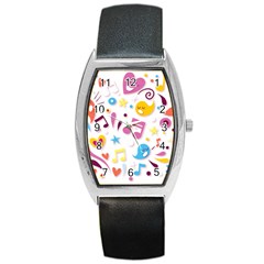 Love Cute Cartoon Seamless Shading Barrel Style Metal Watch by Jancukart