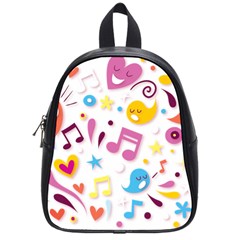 Love Cute Cartoon Seamless Shading School Bag (small) by Jancukart