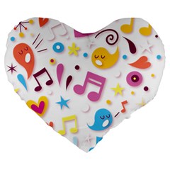 Love Cute Cartoon Seamless Shading Large 19  Premium Flano Heart Shape Cushions