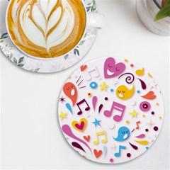 Love Cute Cartoon Seamless Shading Uv Print Round Tile Coaster