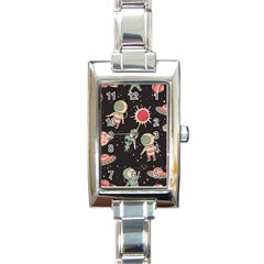 Space Pattern Cartoon Rectangle Italian Charm Watch