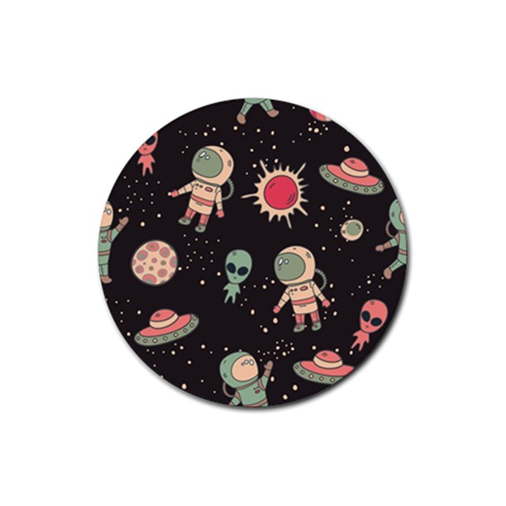 Space Pattern Cartoon Rubber Coaster (Round)